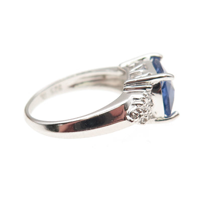 Ross Simons 925 Sterling Silver Real Diamond & Iolite Ring Size 5.25