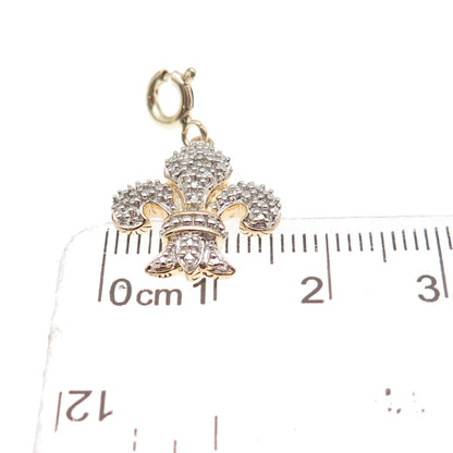 Ross Simons Sterling Gold Plated Real Diamond Fleur de Lis Spring Ring Pendant