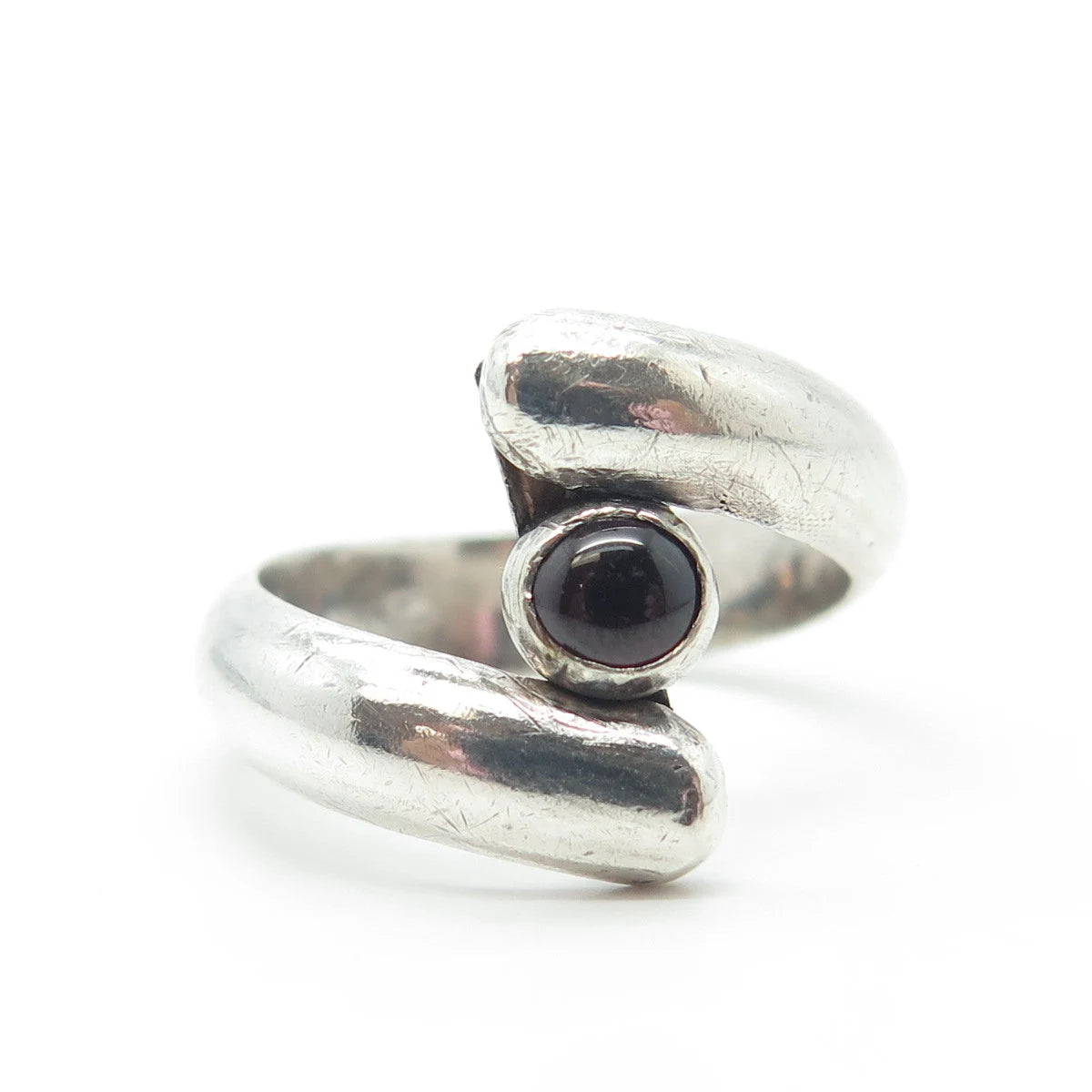 925 Sterling Silver Vintage Real Tourmaline Bypass Ring Size 6