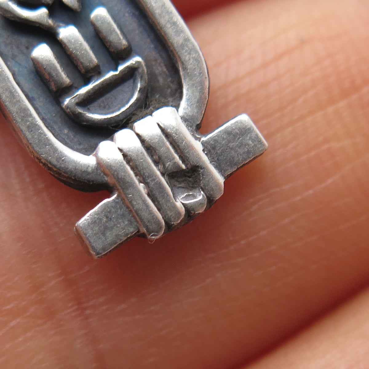 800 Silver Vintage Egyptian Scarab Cartouche Oxidized Charm Pendant
