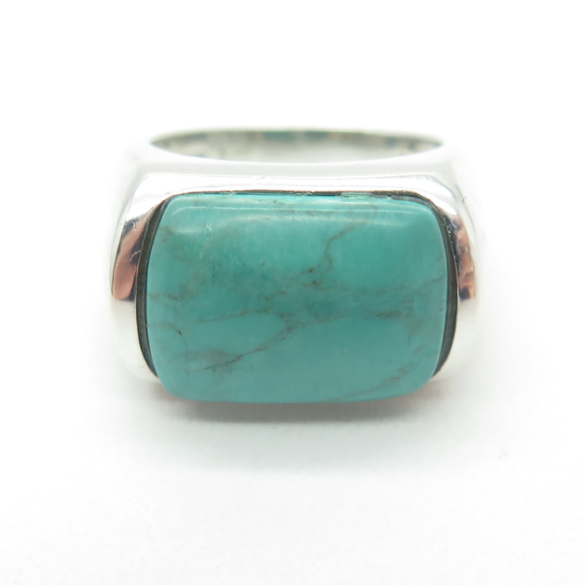 LUCAS LAMETH 925 Sterling Silver Vintage Real Kingman Turquoise Ring Size 7