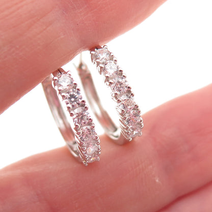 Sai 925 Sterling Silver Round-Cut C Z Hoop Earrings