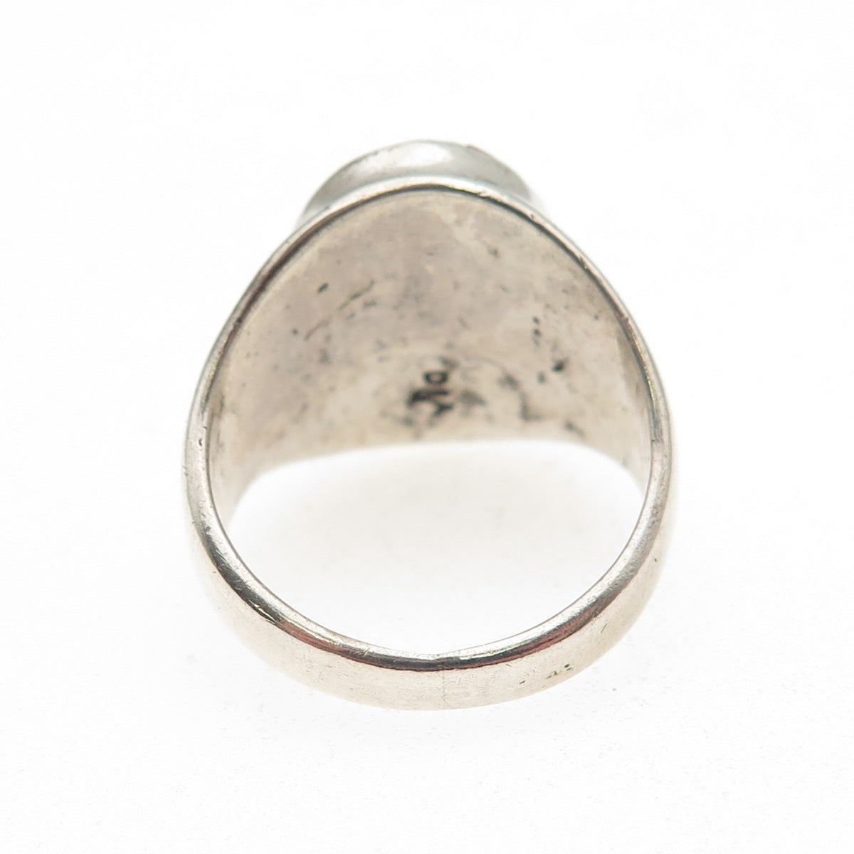 Dicky Amy Quandelacy Zuni Old Pawn Sterling Coral Ring Size 8.5 (missing stone)