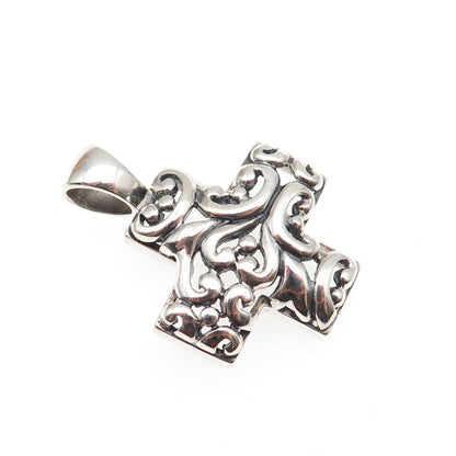 ATI Annika Witt 925 Sterling Silver Vintage Heart Ornate Cross Charm Pendant