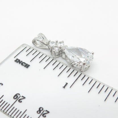 925 Sterling Silver C Z Teardrop Slide Pendant