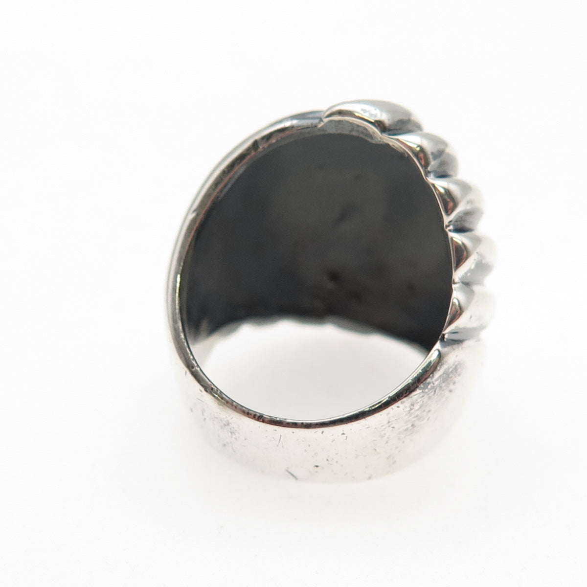 925 Sterling Silver Vintage Modernist Yin Yang Oxidized Ring Size 5