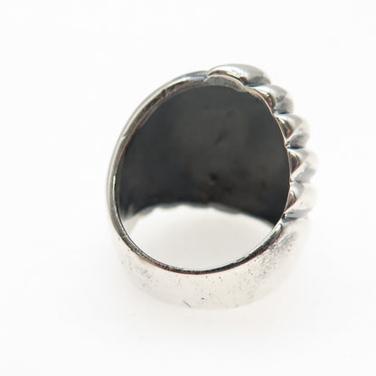 925 Sterling Silver Vintage Modernist Yin Yang Oxidized Ring Size 5