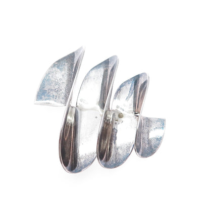 925 Sterling Silver Vintage Mexico Modernist Oxidized Pin Brooch