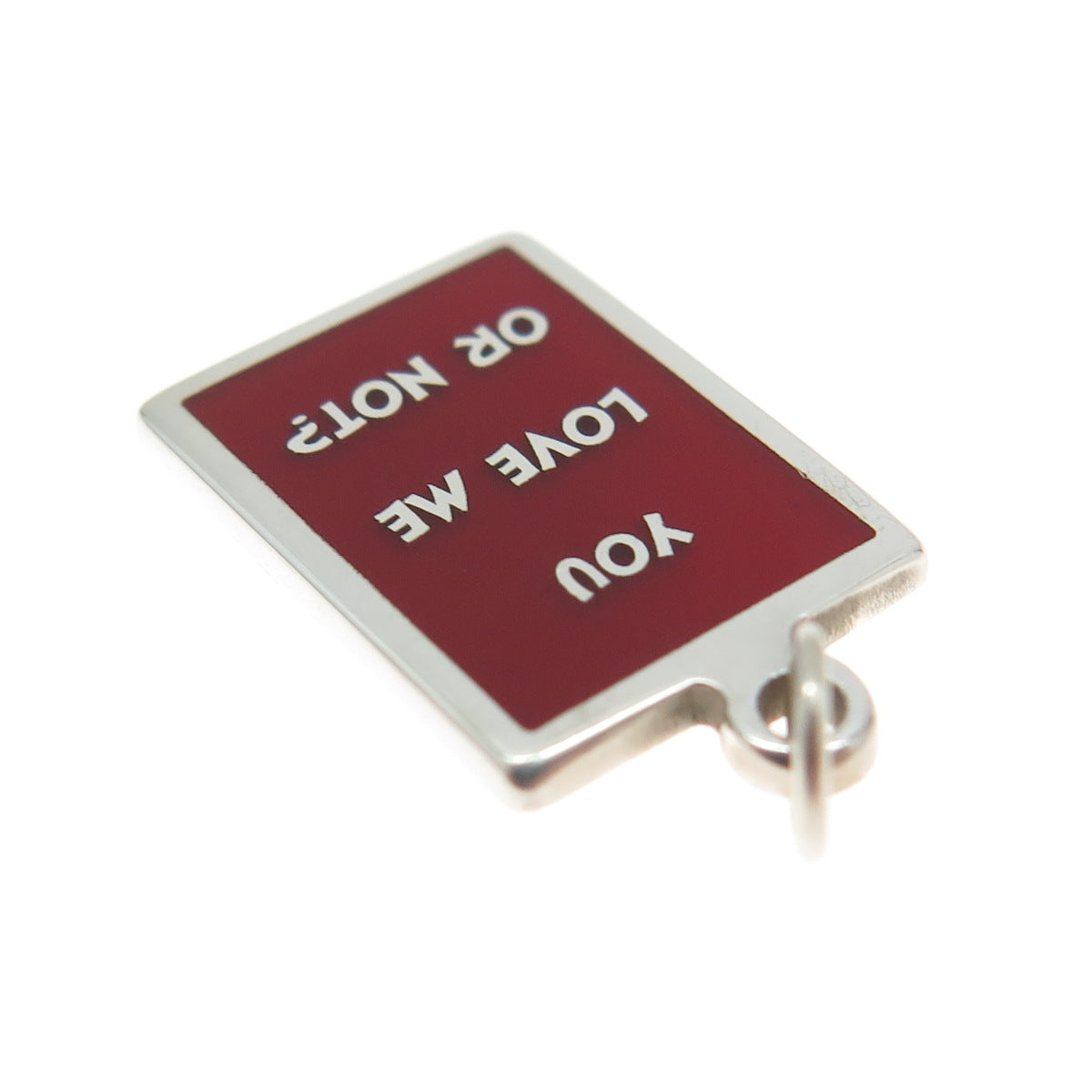 925 Sterling Silver Red Enamel "You Love Me Or Not?" Minimalist Charm Pendant