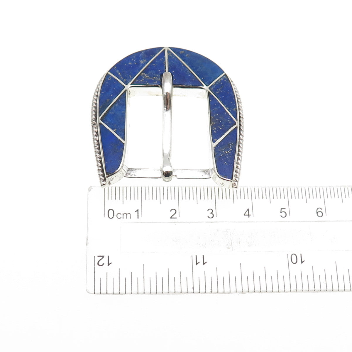 Old Pawn Sterling Silver Vintage Southwestern Lapis Lazuli Tribal Belt Buckle
