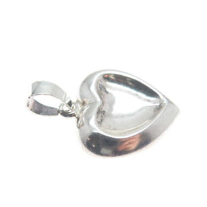 925 Sterling Silver Vintage Modernist Heart Minimalist Charm Pendant