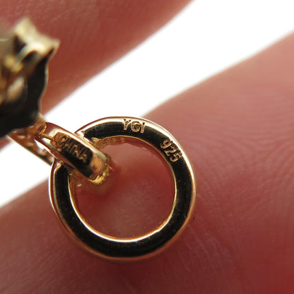 925 Sterling Silver Gold Plated Round-Cut C Z Circle of Life Drop Earrings