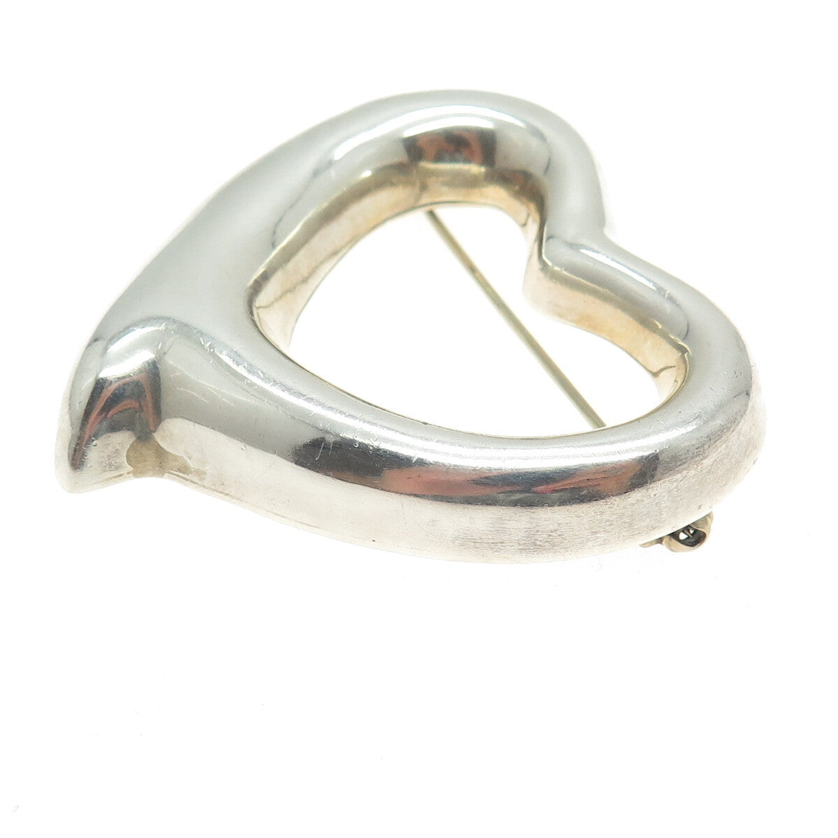 925 Sterling Silver Vintage Mexico Open Heart Pin Brooch