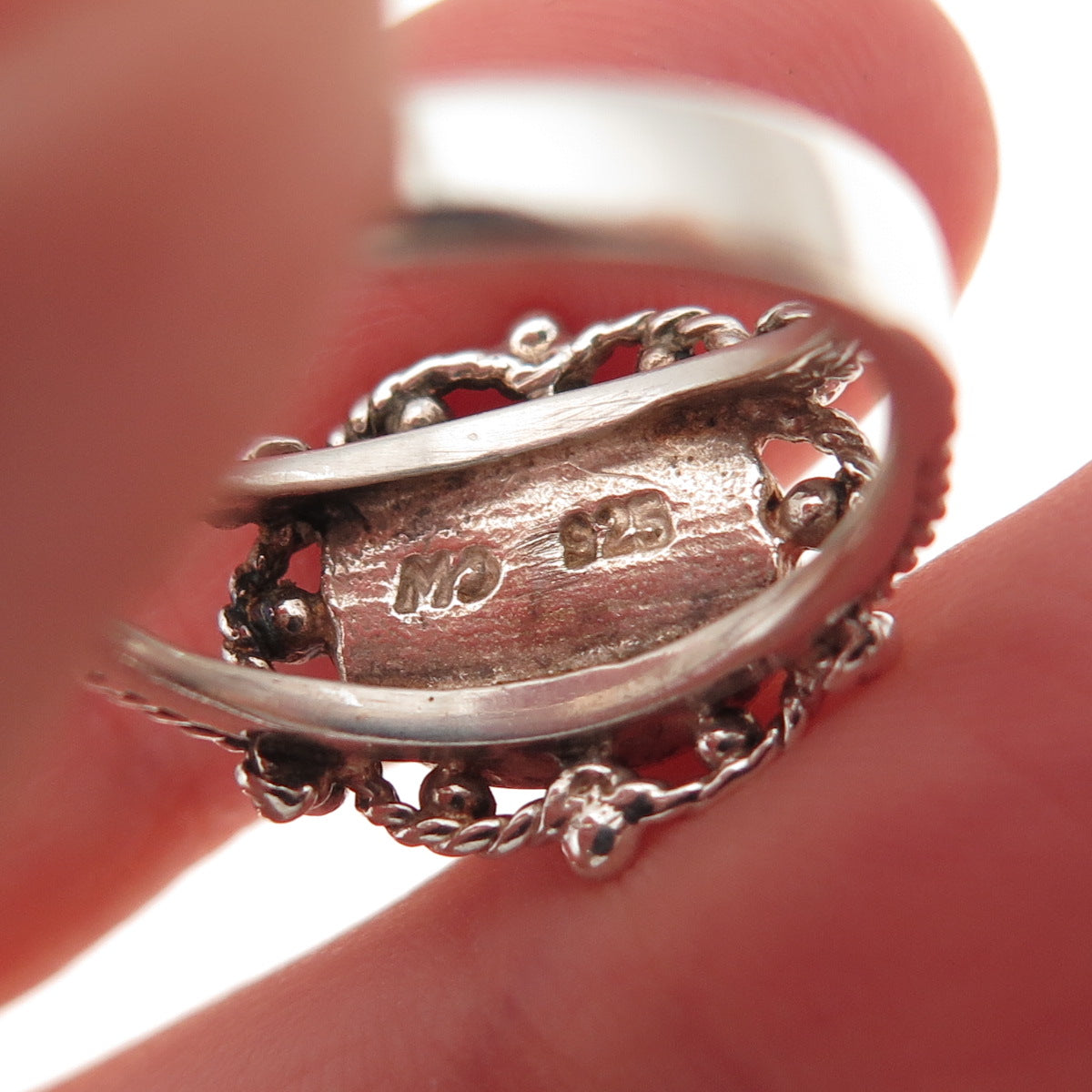 Charles Winston 925 Sterling Silver Vintage Real Abalone Shell Ring Size 5.25