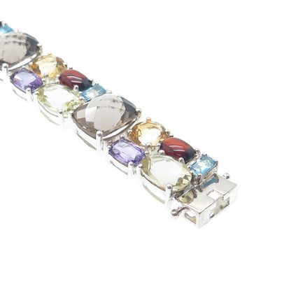 MICHELLE ALBALA Sterling Silver Quartz Citrine Amethyst Topaz Garnet Bracelet 7"