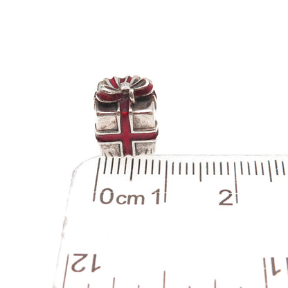 Pandora 925 Sterling Silver Enamel Present Gift Box Slide Bead Charm