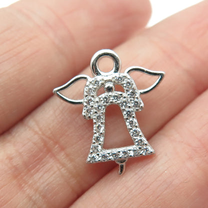 HAN 925 Sterling Silver Round-Cut C Z Angel Minimalist Pendant