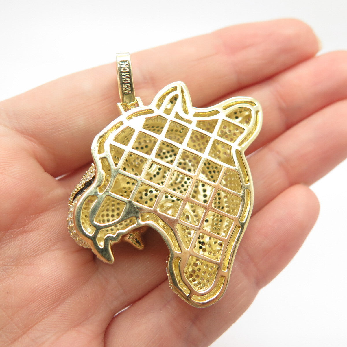 925 Sterling Silver Gold Plated Multi-Color C Z Roaring Tiger Pendant