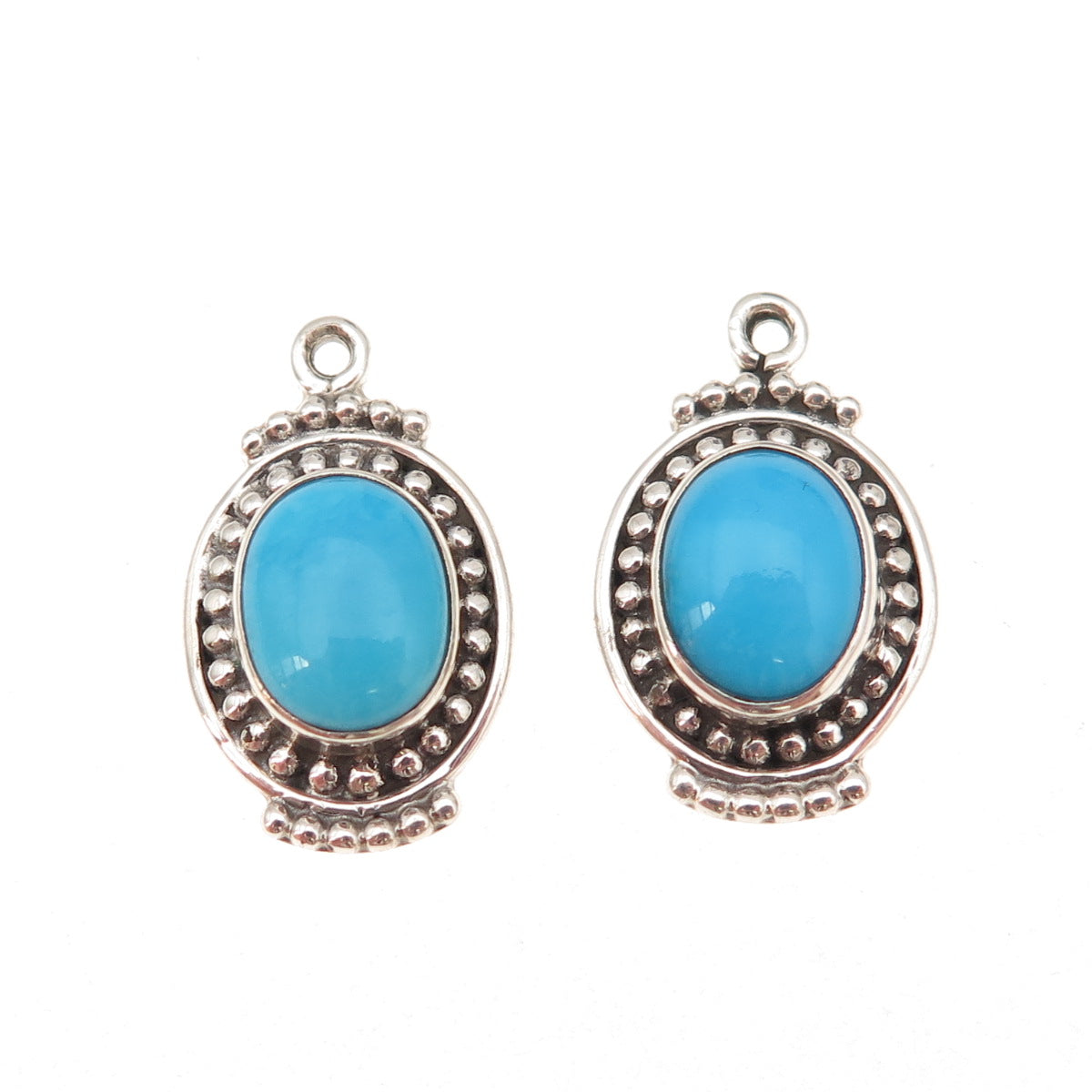 925 Sterling Silver Vintage Real Sleeping Beauty Turquoise Jacket Earrings
