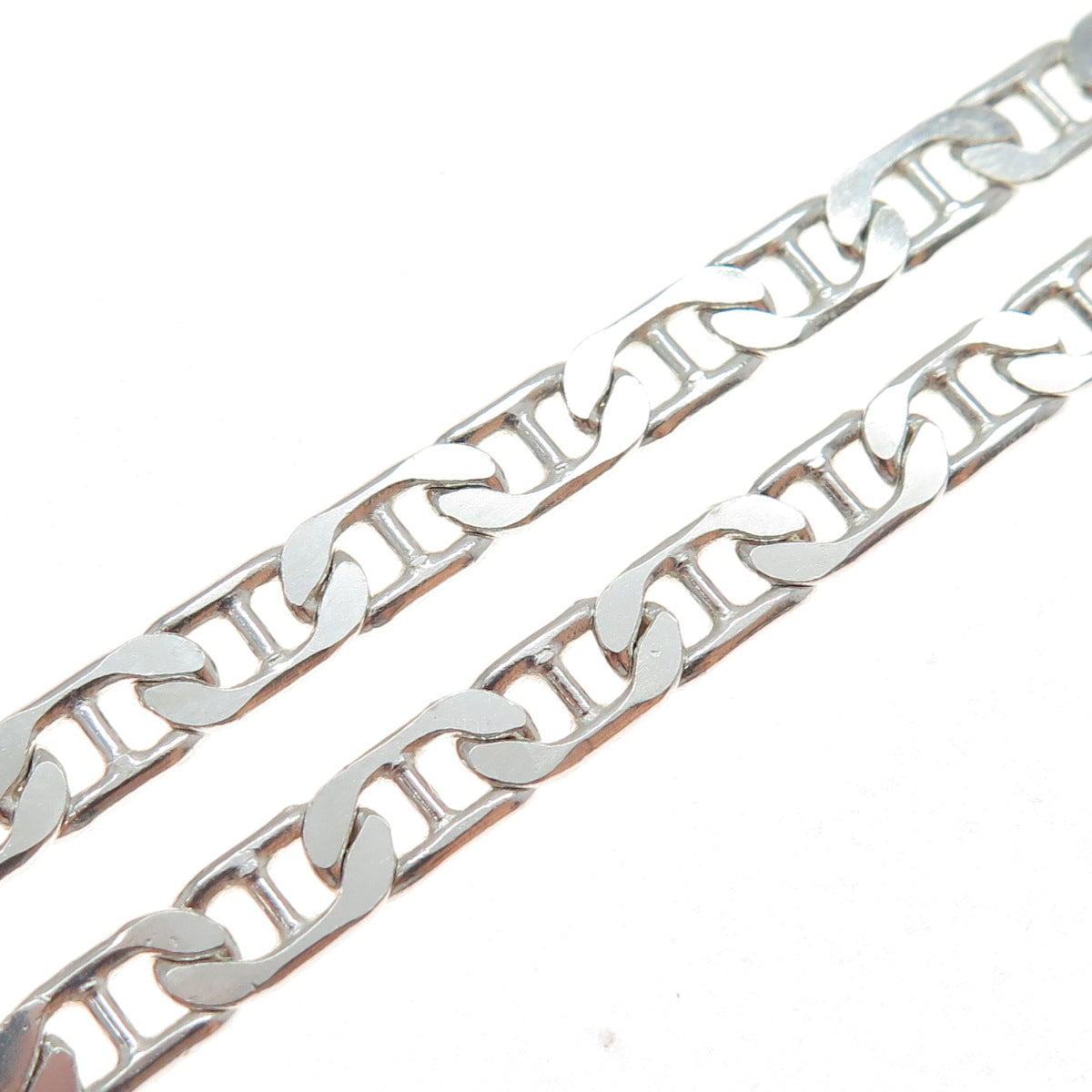 925 Sterling Silver Vintage Italy Anchor Mariner Chain Necklace 18"