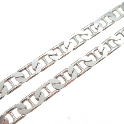 925 Sterling Silver Vintage Italy Anchor Mariner Chain Necklace 18"