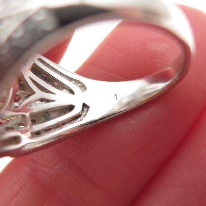 925 Sterling Silver Oval-Cut Canary & Round-Cut White C Z Ring Size 7