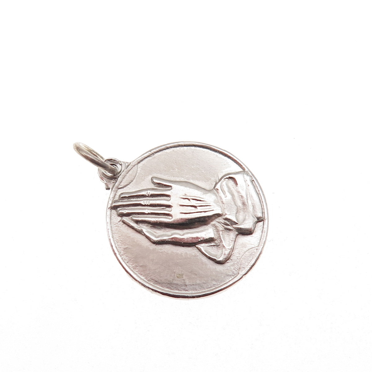 925 Sterling Silver Vintage Prayer Hands Religious Mini Charm Pendant