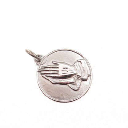 925 Sterling Silver Vintage Prayer Hands Religious Mini Charm Pendant