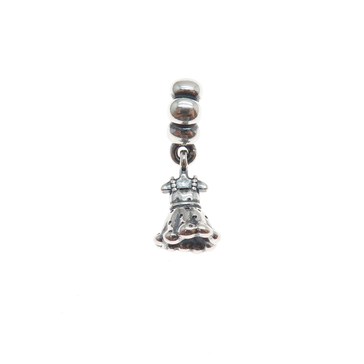 PANDORA 925 Sterling Silver Party Girl Dress Dangle Slide Charm
