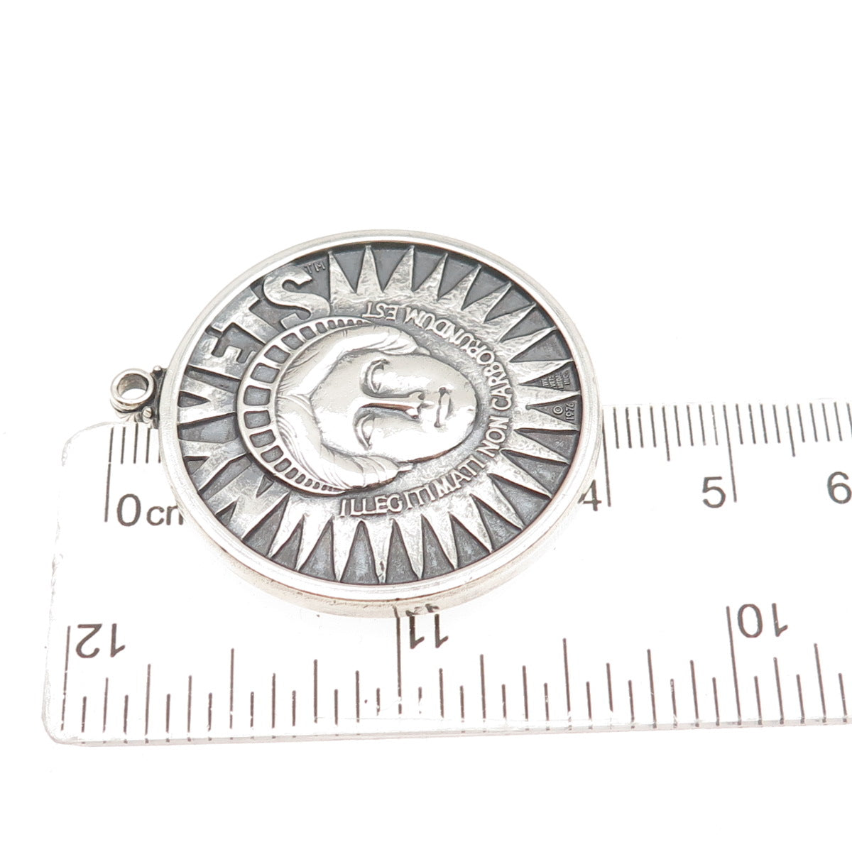The Vets Medal 925 Sterling Silver Vintage NYC Token Oxidized Pendant