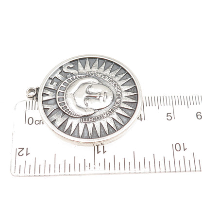 The Vets Medal 925 Sterling Silver Vintage NYC Token Oxidized Pendant