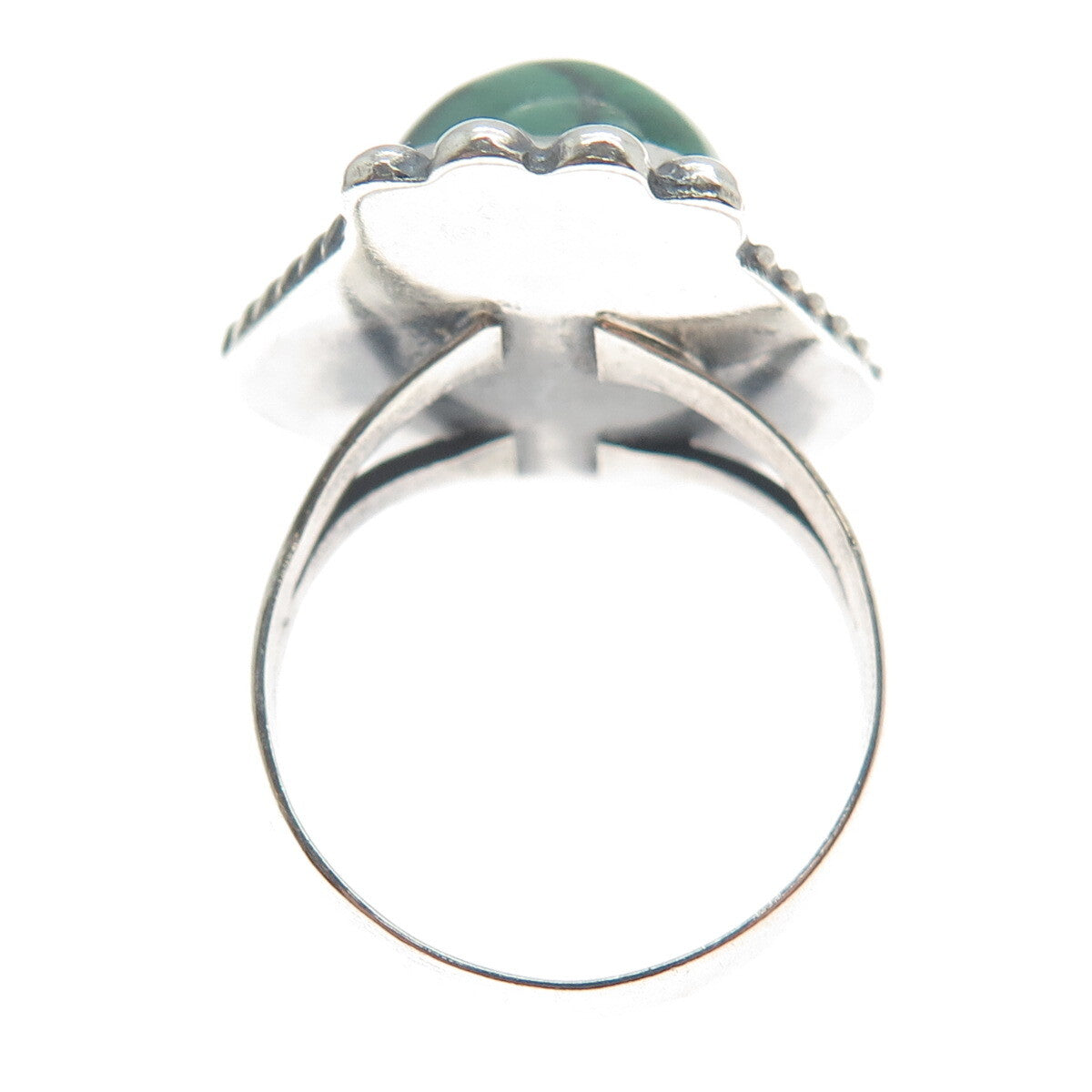 Old Pawn 925 Sterling Silver Vintage Southwestern Malachite Tribal Ring Size 8.5