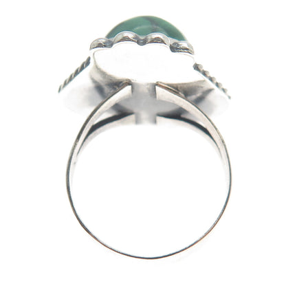 Old Pawn 925 Sterling Silver Vintage Southwestern Malachite Tribal Ring Size 8.5