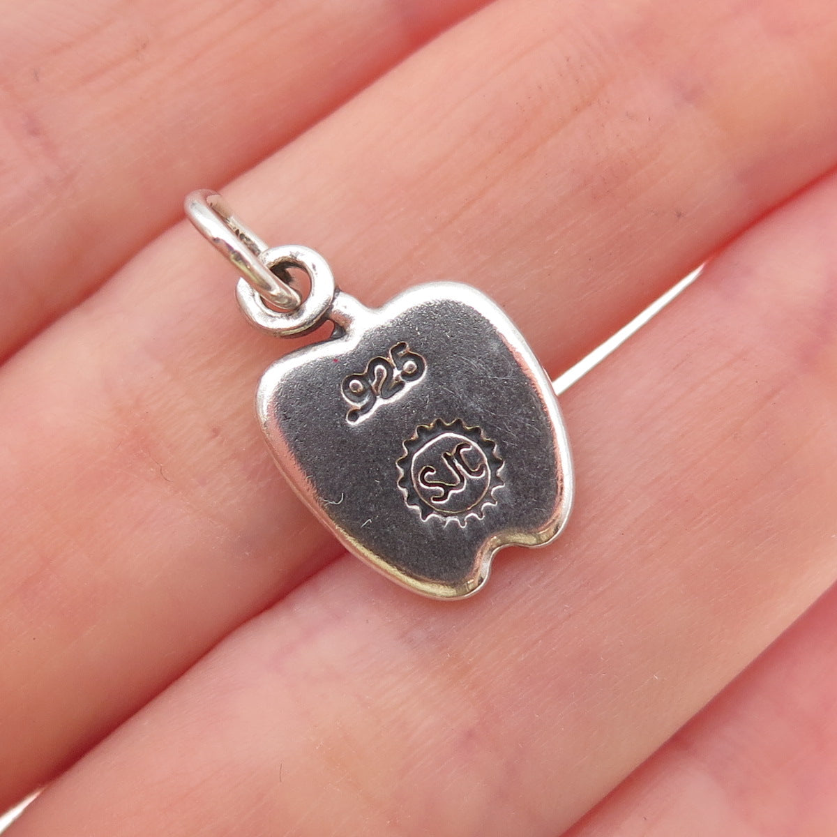 Sundancer 925 Sterling Silver Vintage #1 Teacher Apple Oxidized Charm Pendant