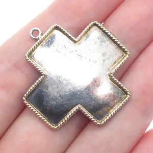 925 Sterling Silver 2-Tone Vintage Cross Pendant