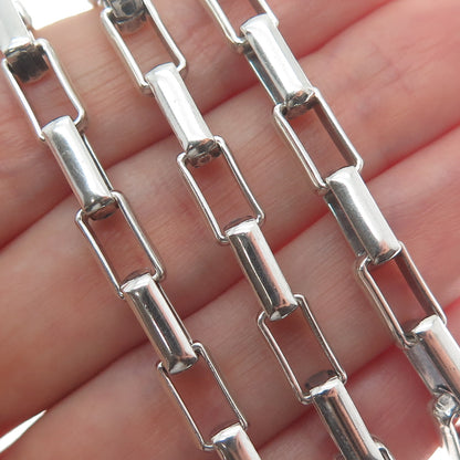 925 Sterling Silver Vintage Italy Open Box Chain Necklace 18"