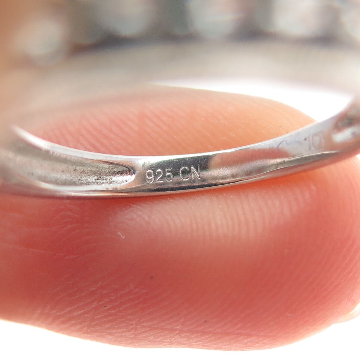 925 Sterling Silver Vintage Real Blue Topaz Half Eternity Band Ring Size 6.25