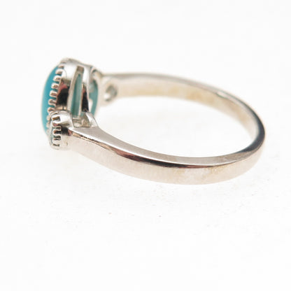 925 Sterling Silver Real Sleeping Beauty Turquoise & Aquamarine Ring Size 8.25