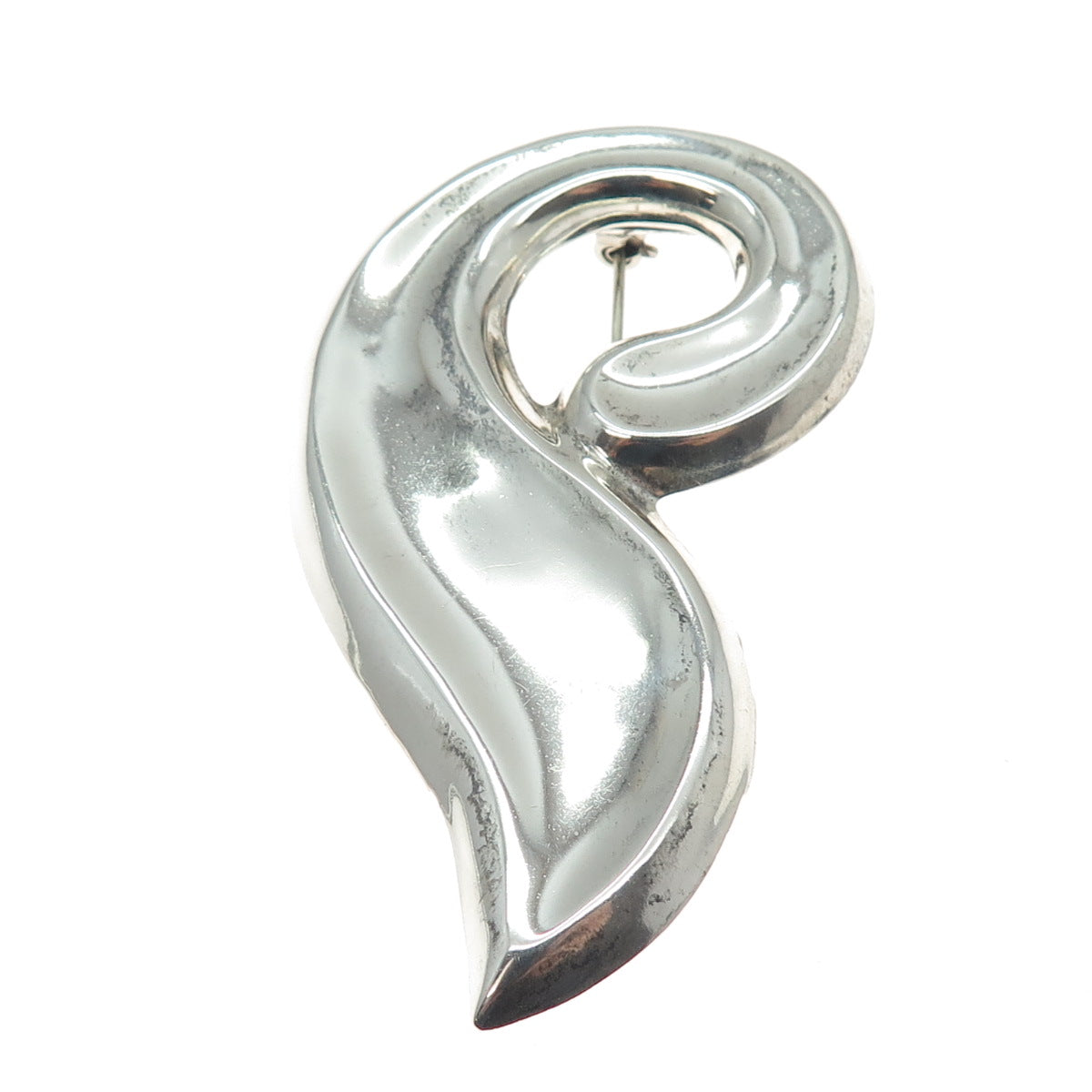 925 Sterling Silver Vintage Mexico Modernist Petal Pin Brooch / Pendant