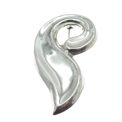 925 Sterling Silver Vintage Mexico Modernist Petal Pin Brooch / Pendant