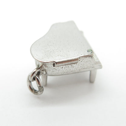 925 Sterling Silver Antique Art Deco Enamel Royal Piano Minimalist 3D Pendant