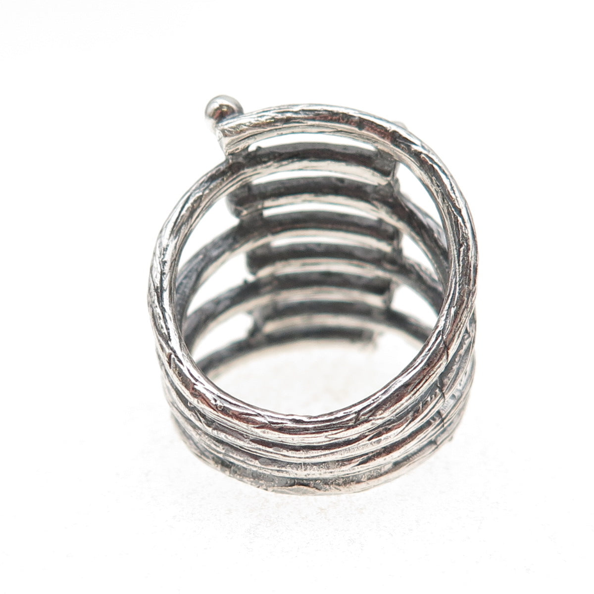 925 Sterling Silver Vintage Modernist 8-Row Oxidized Ring Size 7