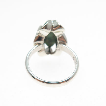 FAUS Sterling Silver Vintage Mexico Real Royston Turquoise Flower Ring Size 7