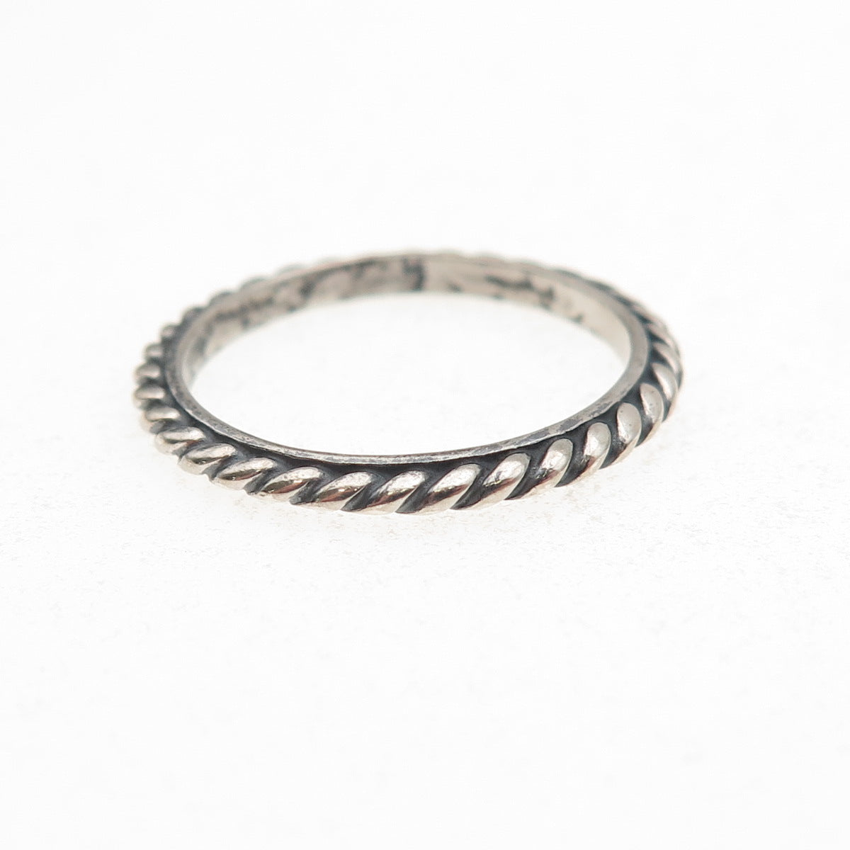 Shube 925 Sterling Silver Vintage Ribbed Stackable Band Ring Size 6.75