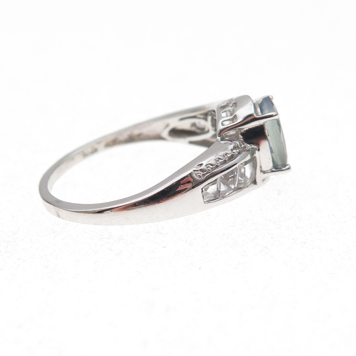 Chuck Clemency 925 Sterling Silver Real Iolite & White Topaz Ring Size 8.25