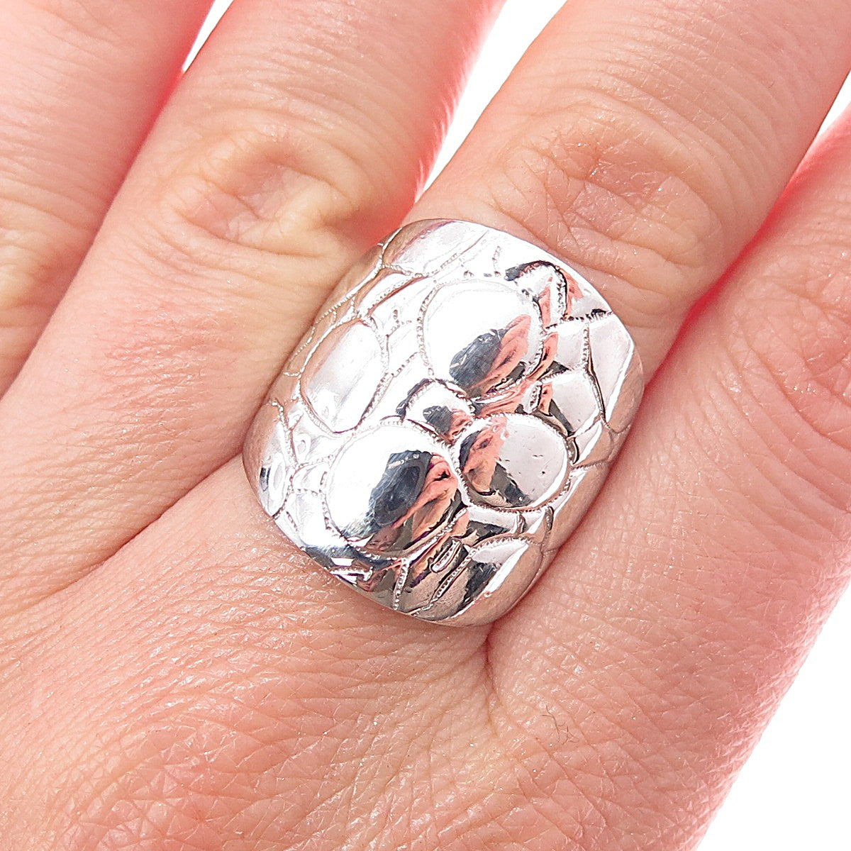 ELLE 925 Sterling Silver Real Round-Cut Ruby Flower Ring Size 8.25