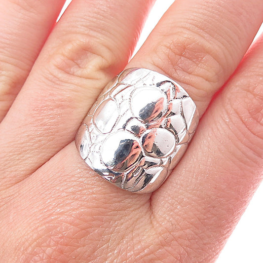 ELLE 925 Sterling Silver Real Round-Cut Ruby Flower Ring Size 8.25