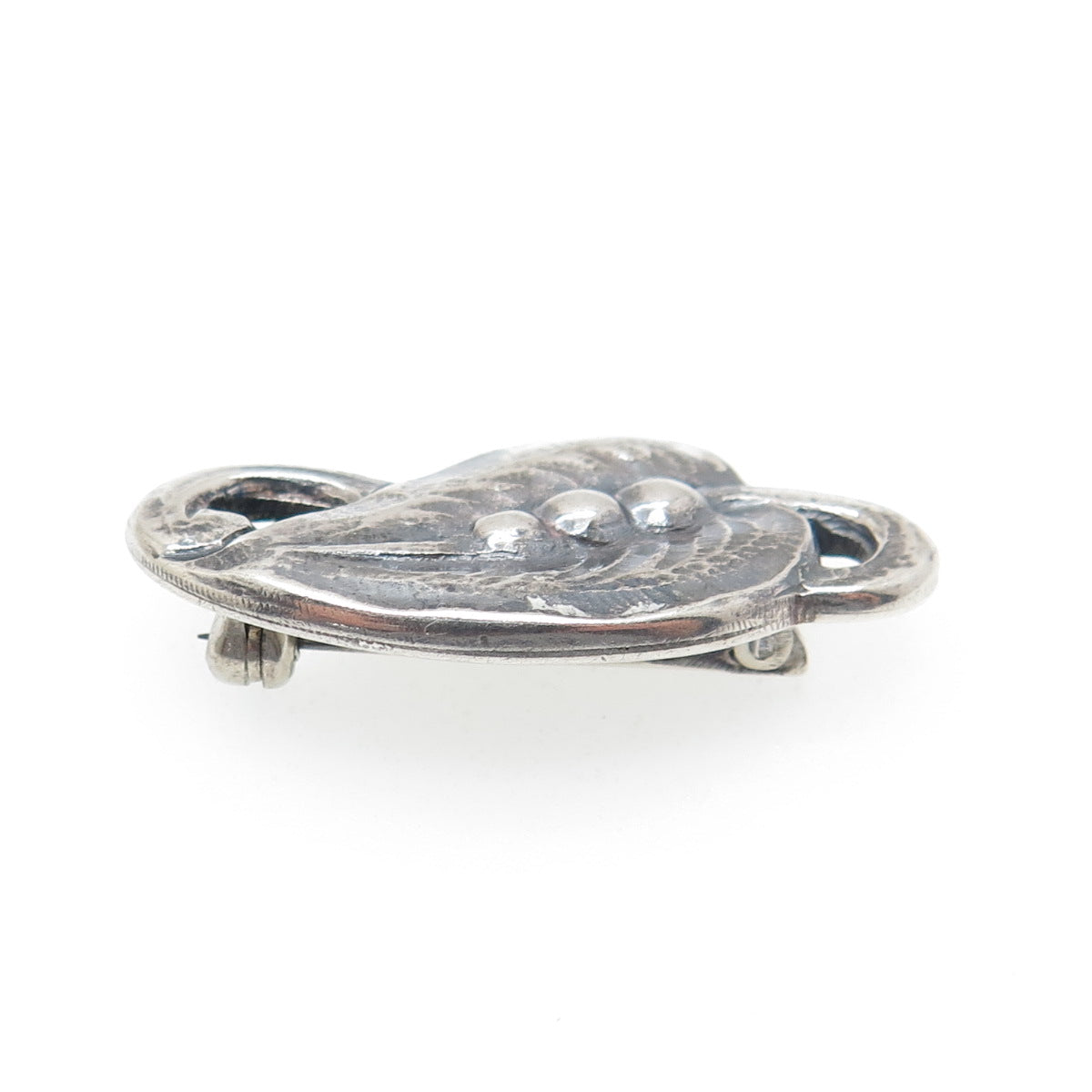 925 Sterling Silver Antique Art Deco Floral Leaf Oxidized Hand-Made Pin Brooch