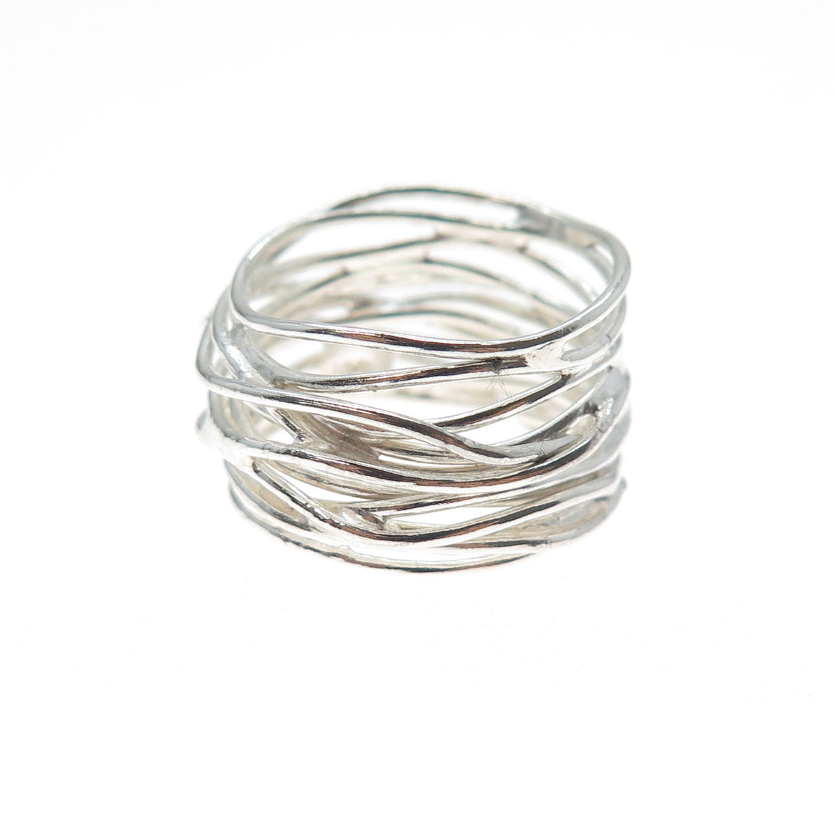 925 Sterling Silver Vintage Modernist Nest Ring Size 5.5