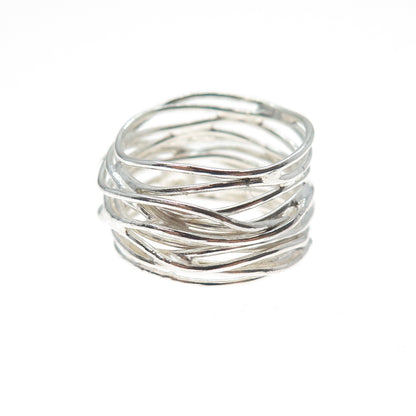 925 Sterling Silver Vintage Modernist Nest Ring Size 5.5